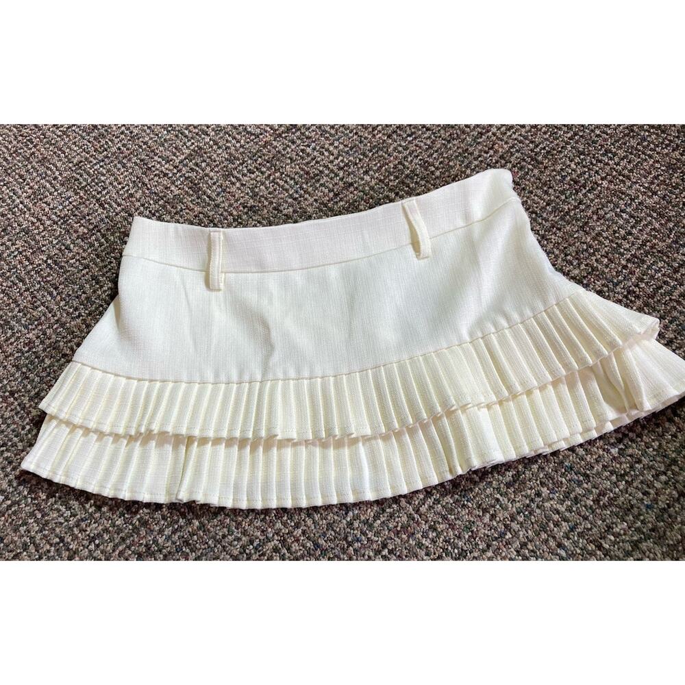 Lioness Cream Mini Skirt with Pleated Tiers
